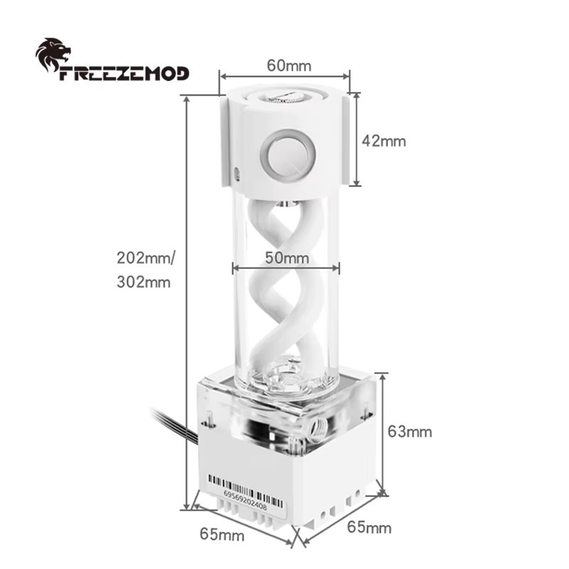 FREEZEMOD AIO-Kombination Box-Pumpbehälter mit DNA-Spirale aus Aluminium und PMMA in Weiß, PUB-FS6MB - Bild 2