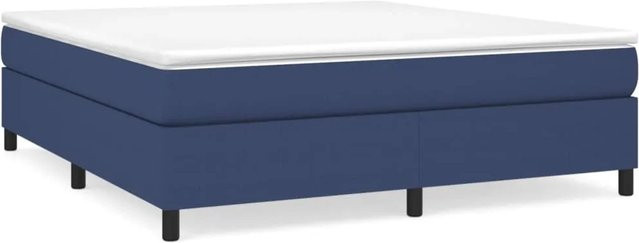 vidaXL Boxspringbett Hybrid mit Matratze Blau und Weiß, Stoff, B/T: 180 x 200 cm - Bild 1