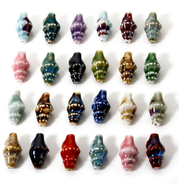 DoreenBeads Schmuckperlen Keramik, 3D-Muschel-Stil, Seeschnecke, 20 x 11 mm - Bild 1