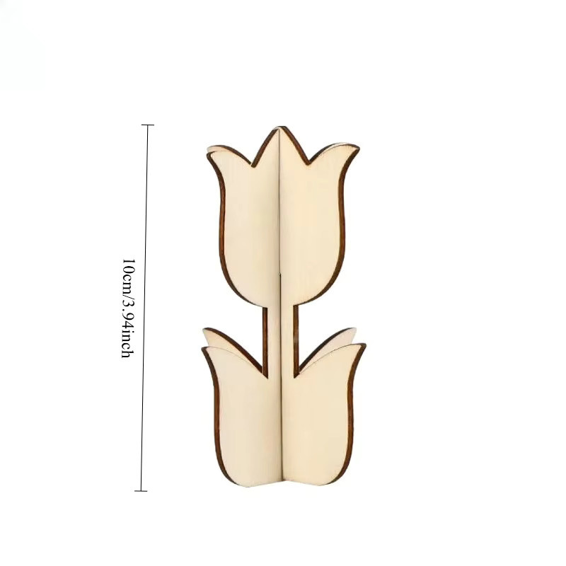 6 Stück Holz-Tulpenformen als DIY Bastelset zum Bemalen für Frühlings- und Muttertags-Projekte - Bild 2