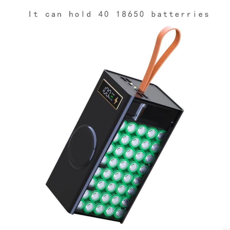 AREOFRGB DIY Power Case Box für 40x18650 Batterien, tragbarer Batteriespeicher in Schwarz - Bild 4