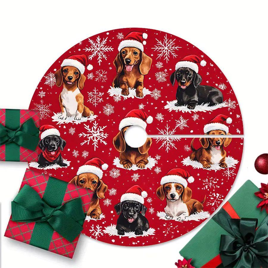 Vikama Klassischer Dackel-Weihnachtsbaumrock in Rot mit Animal Print für Weihnachten und Neujahr - Bild 2