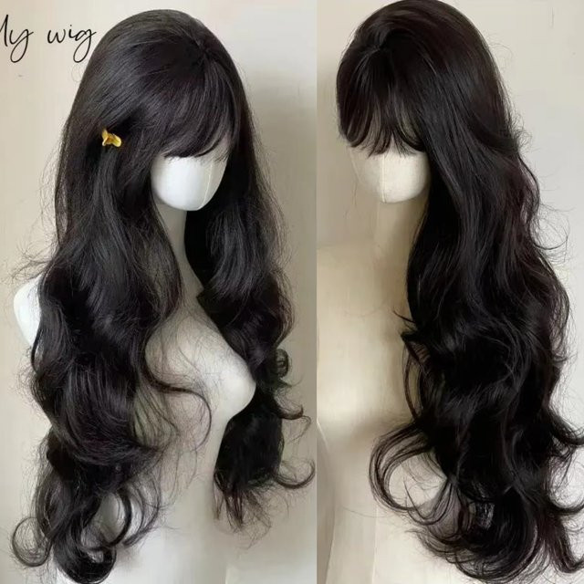 Schwarze Lolita-Perücke für Damen, langes gewelltes Haar, 81,3 cm - Bild 1