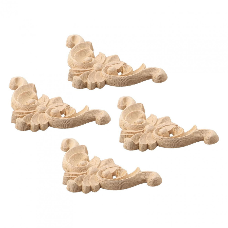 4er Set Lufebut Eckverzierungen aus Holz in Beige mit Blumenmuster im europäischen Stil, B/B/H: 10 x 10 x 10 cm - Bild 2
