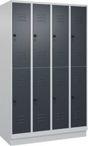 C+P Doppelstock-Spind Classic PLUS mit Sockel, 4 Abteile, Anthrazitgrau, H: 195 cm, B: 120 cm, T: 50 cm - Bild 1