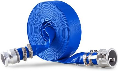 VEVOR Flachschlauch in Blau mit Aluminiumbeschlägen und Camlock, Durchmesser: 3,81 cm, Länge: 15 m, ideal für Abwasseraufbereitung und Wassertransport - Bild 1