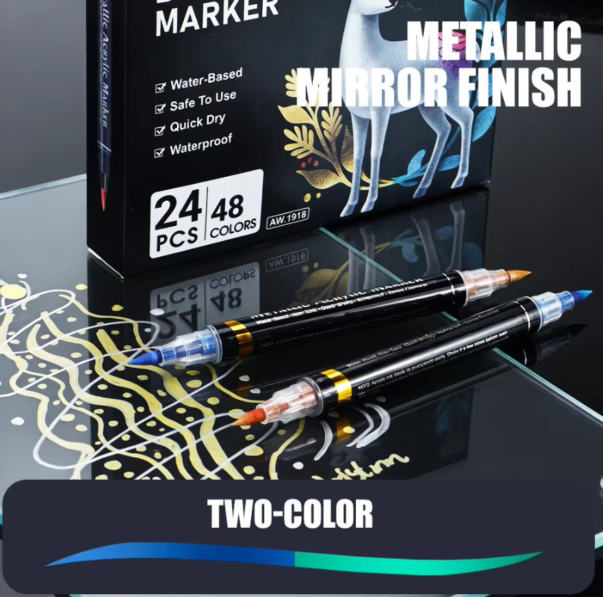 Haile Metallic-Acrylmarker doppelseitig, wasserfester Permanent-Stift in Multicolor für DIY-Handwerk und Graffiti-Kunst - Bild 4