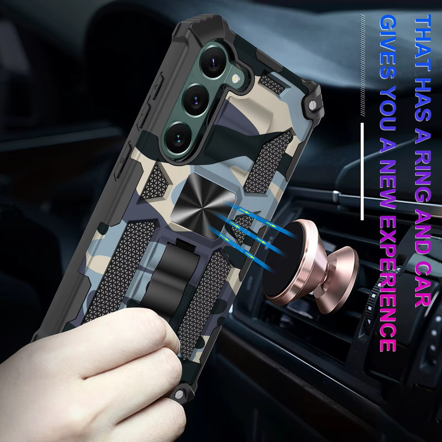 DIXSG Camouflage Armor stoßfeste Handyhülle mit integriertem Ständer für Samsung Galaxy A15 A16 A17 A26 A36 A55 A56 aus TPU und Kunststoff in Multicolour und Blau - Bild 5