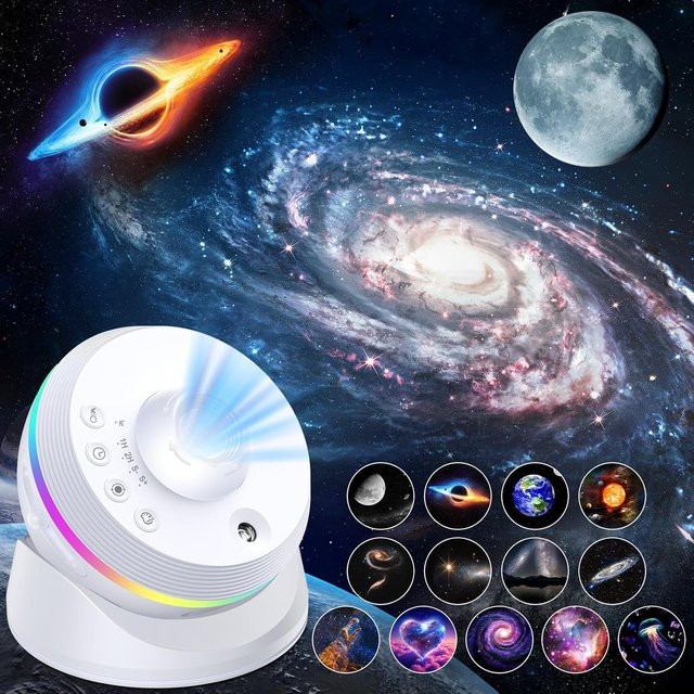 SKYSHADOW LED-Nachtlicht Galaxie-Sternprojektor 4K HD 13 IN 1 Planetarium-Projektor mit 360 Grad Drehung, Farbe: Weiß - Bild 1