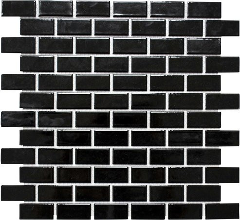 HuH Mosaikfliese Architecture aus Keramik in Schwarz, glänzend, B/B: 29,8 x 29,8 cm - Bild 1
