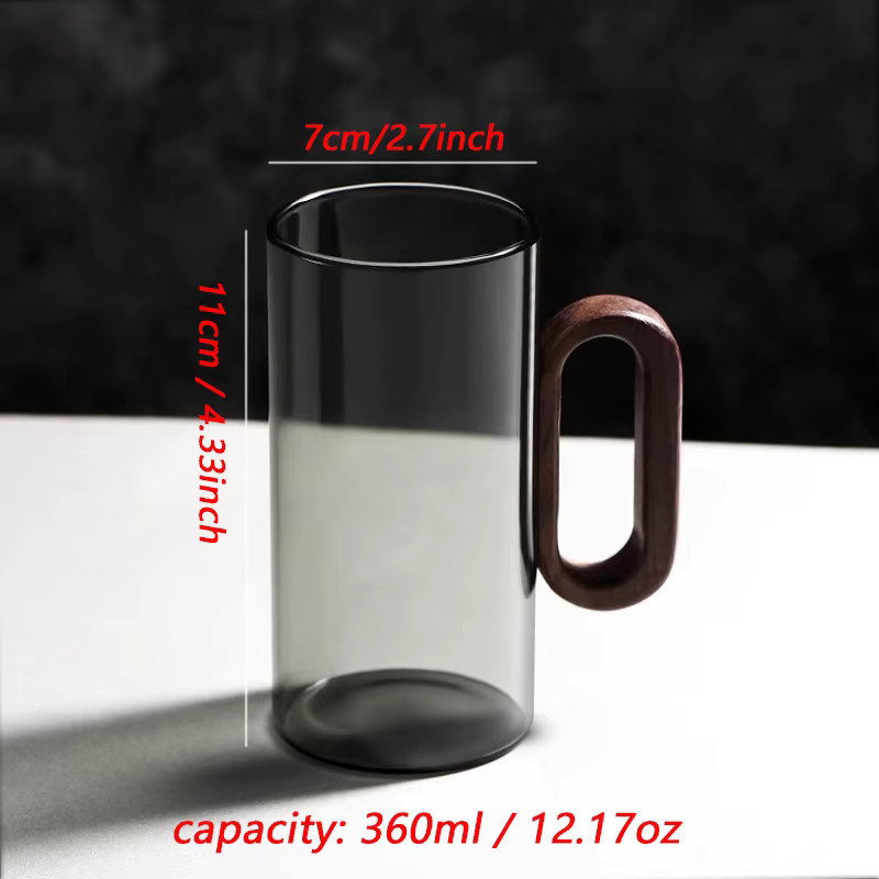 YWDL Teetasse aus transparentem Hochborosilikatglas mit Holzgriff, 360 ml - Bild 4