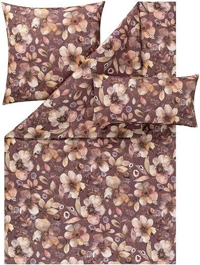 Estella Bettwäsche Ilona aus Mako-Satin in Braun mit floralem Design - Bild 1