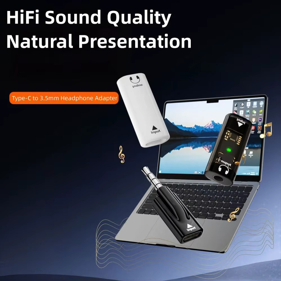 USB Typ-C auf 3,5 mm Klinke Audio Adapter mit DAC für HiFi Kopfhörer in Schwarz - Bild 4