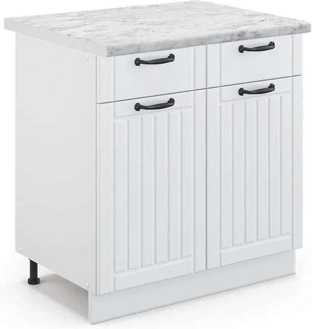 Vicco Küchenunterschrank Fame-Line in Weiß im Landhausstil mit Soft-Close-Türen, B/T/H: 80 x 60 x 82 cm - Bild 1