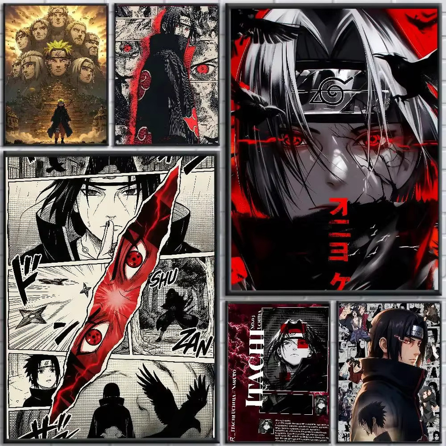 Bandai Klebeposter Naruto Charaktere Sasuke Itachi Uzumaki Madara Kakashi Pain Minato HD-Kunst Wasserfeste Wanddekoration Mehrfarbig - Bild 3