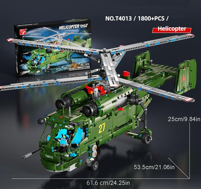 Wucifang Bags Hubschrauber Bausteine, Fahrzeug, 1800 Teile, ab 3 Jahren - Bild 1