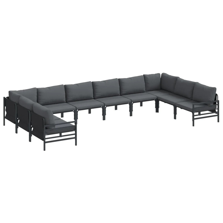 vidaXL Garten-Sofa-Set 10-teilig aus pulverbeschichtetem Stahl in Anthrazit mit Polstern - Bild 2
