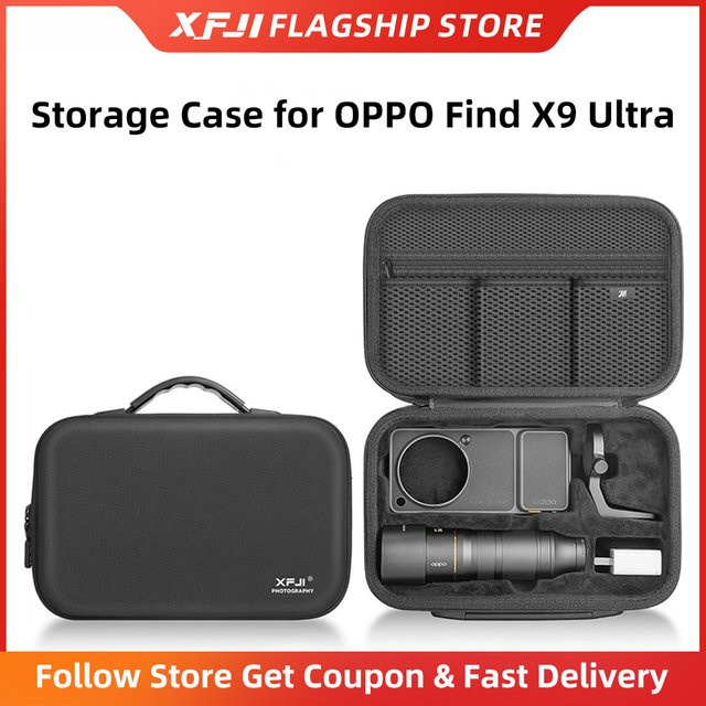 XFJI Stoßfeste Hartschalen-Aufbewahrungstasche für OPPO Find X9 Ultra Telekonverter und Fotografen-Zubehör, Schwarz - Bild 1