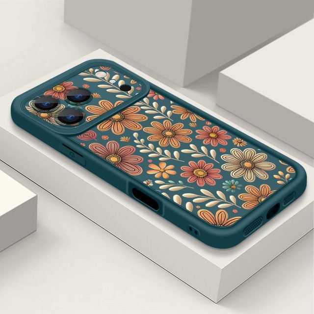Stoßfeste Handyhülle aus weichem TPU Silikon mit Cartoon Blumen Muster für iPhone 17 Pro Max, 16, 15, 14, 13 von Happyday in Blau - Bild 1