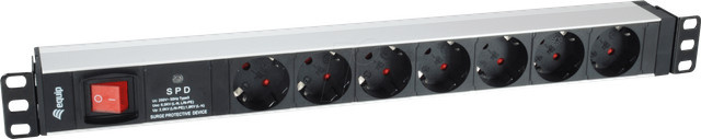 Digital Data Communications equip Pro Stromverteilungseinheit für Rack, 7 Ausgangsanschlüsse, 3,5 kW, Schwarz, 1U, 1,8 m - Bild 1