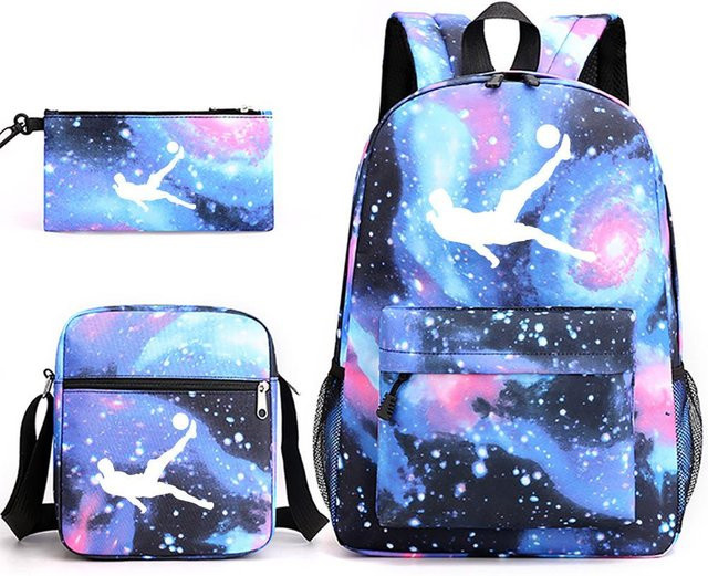 3-teiliges Schulrucksack-Set für Schüler aus Oxford-Stoff in Multicolour mit Schultasche und Federmäppchen - Bild 1