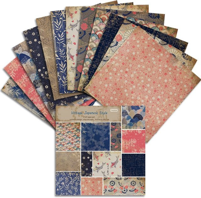 24 Blatt Vintage-Bastelpapier im japanischen Stil, Multicolour, für Origami, Scrapbooking und Kartenherstellung - Bild 1