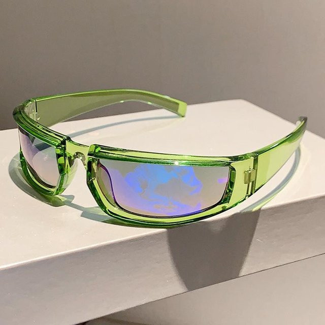 Y2K Sonnenbrille Damen, randlos, round, grün, nicht polarisiert - Bild 1