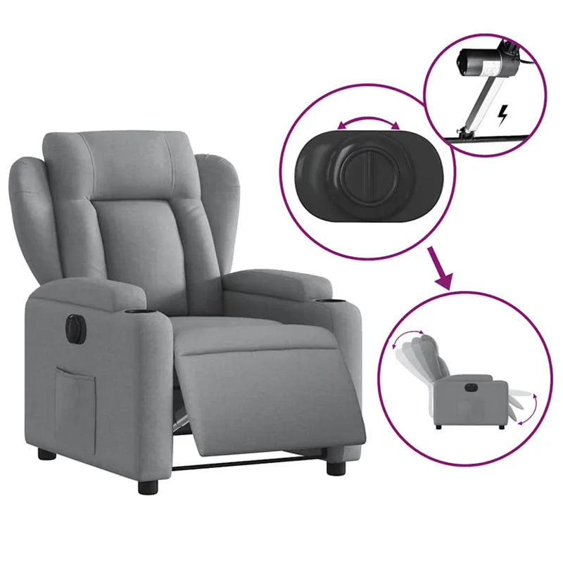 Vidaxl Elektrischer Relax-Sessel in Grau mit Stoffbezug im modernen Design - Bild 5