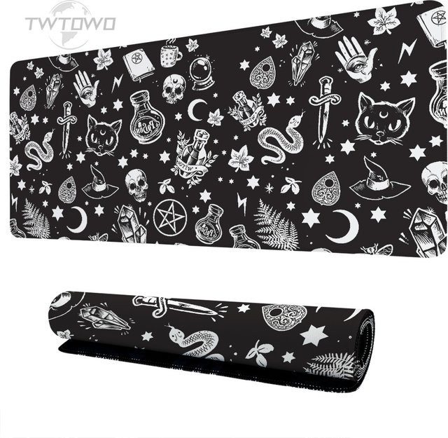 TWTOWO Gamer Mauspad Tarot XL in Schwarz, großes XXL Mauspad und Tastaturpad für Büro und Computer, rutschfest und weich - Bild 1