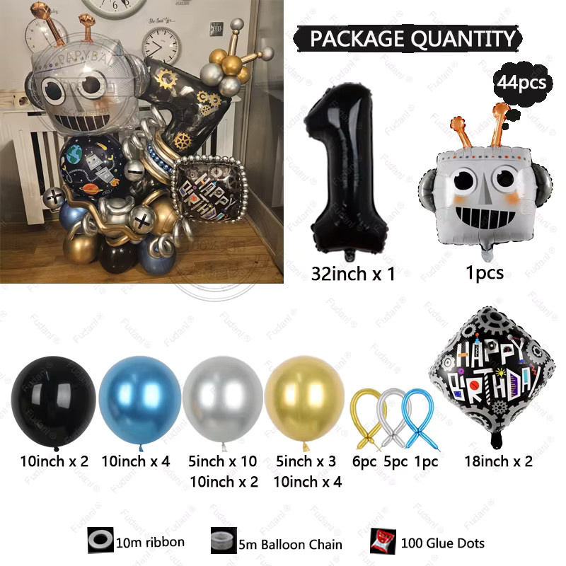 44 Stück Cartoon Star Wars Roboter und Astronauten Luftballons für Babyparty und Geburtstagsfeier, Mehrfarbig - Bild 2
