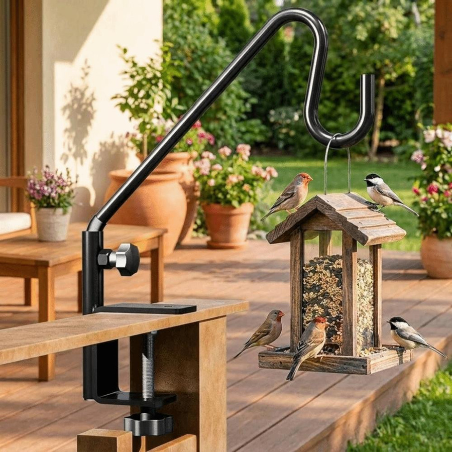 Zhongrong Schwerlast-Gartenhaken aus Edelstahl verstellbar, Pflanzenhalter für Terrassengeländer, schwarz, Höhe: 28 cm - Bild 7