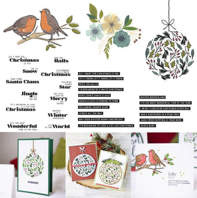 CYFUN DESIGN Merry Christmas Sentiments Stempel für DIY-Scrapbooking und Papierkarten, transparent - Bild 1