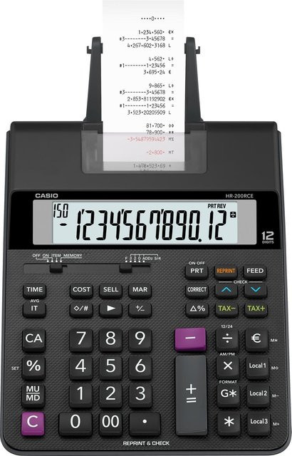 Casio HR-200RCE Desktop Druckrechner schwarz - Bild 1