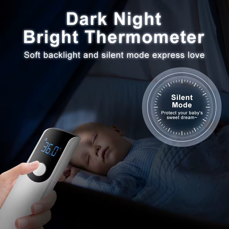 Medizinisches Infrarot-Thermometer zur berührungslosen Temperaturmessung für Babys und Erwachsene mit LED-Display in Weiß - Bild 2