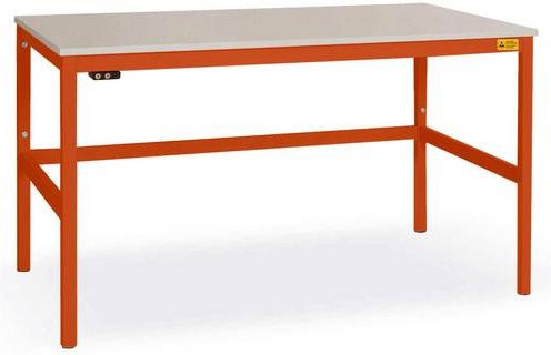 Manuflex LC1058.2001 ESD-Arbeitstisch CANTOLAB Standard mit Melaminplatte, Farbe: Rotorange (RAL 2001, B/T/H: 150 x 80 x 76,5-78,5 cm - Bild 1