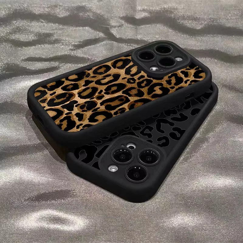 Schwarze Silikon-Handyhülle im Leoparden-Design für Apple iPhone Modelle, weiche und verdickte Schutzhülle - Bild 3
