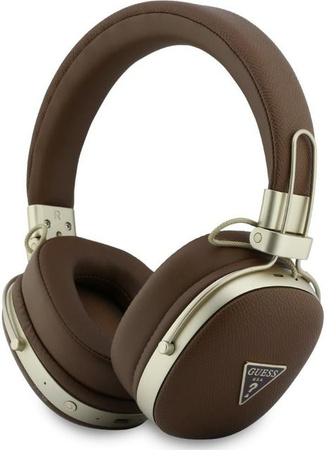 Guess Bluetooth Over-Ear-Kopfhörer mit geprägtem Dreieck-Logo in Braun mit Freisprechfunktion und A2DP