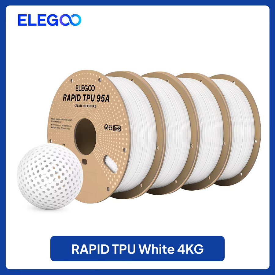ELEGOO Rapid TPU 3D-Drucker Filament 1,75mm, 90A Härte, 1kg, Weiß Rot Schwarz - Bild 4