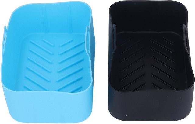 2 Stück Silikon-Fritteusen-Einsätze antihaftbeschichtet und wiederverwendbar als Ersatz für Ninja DZ201 Foodi 8QT in Blau und Schwarz - Bild 1