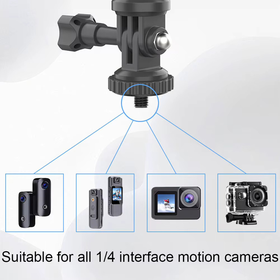 ALLOET Rotierende Kamera-Halterung für Motorrad und Fahrrad, kompatibel mit Insta360 X2 X3 X4, GoPro 12 11 10 und DJI, Farbe: Schwarz - Bild 4