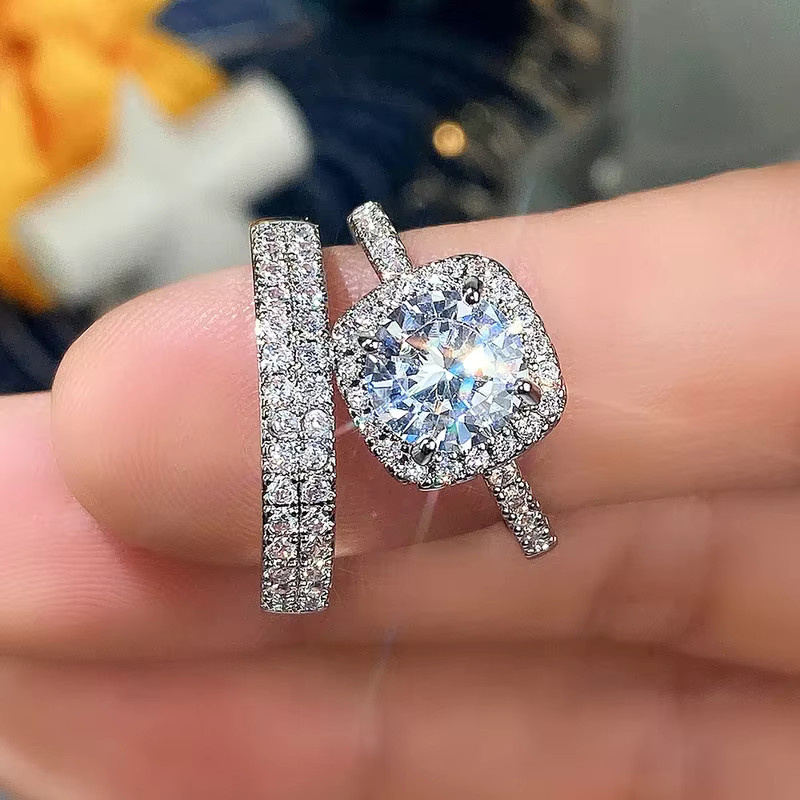 Huitan Ring Set, 2 Stück, Zirkonia, Damen - Bild 1