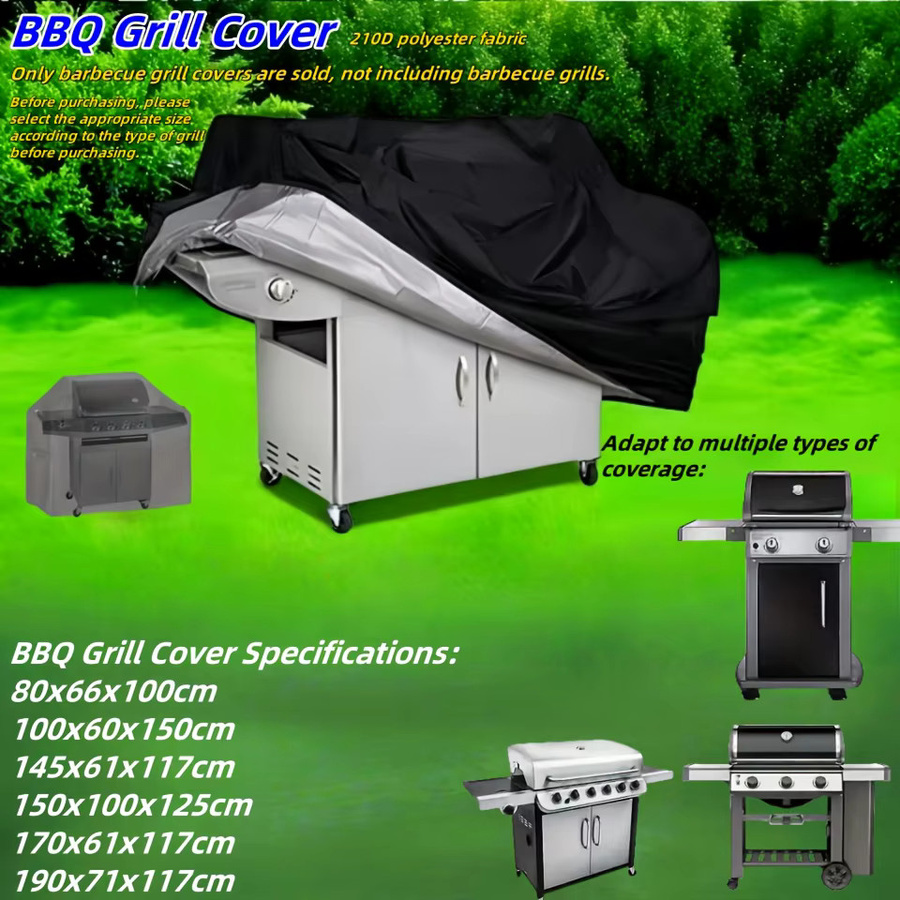 Grillabdeckung aus Polyester in Schwarz und Silber, Schutzhülle für Außengrills, B/T/H: 150 x 125 x 0 cm - Bild 2