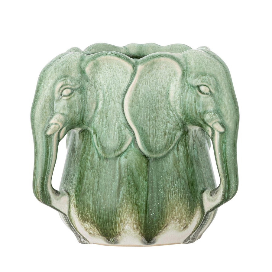 Bloomingville Keramikvase Pontus in Grün mit Elefantenköpfen, Höhe: 15,5 cm - Bild 1