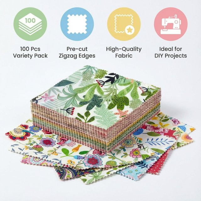 100 Stück New Style Zahngitter-Set aus reiner Baumwolle mit Blumenmuster, B/B/B: 12 x 12 cm, Mehrfarbig - Bild 1