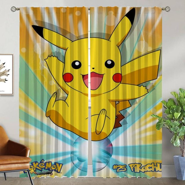 PikachuS Verdunkelungsvorhang Set aus 2 Paneelen, Gelb, B: 60 cm, H: 90 cm - Bild 1
