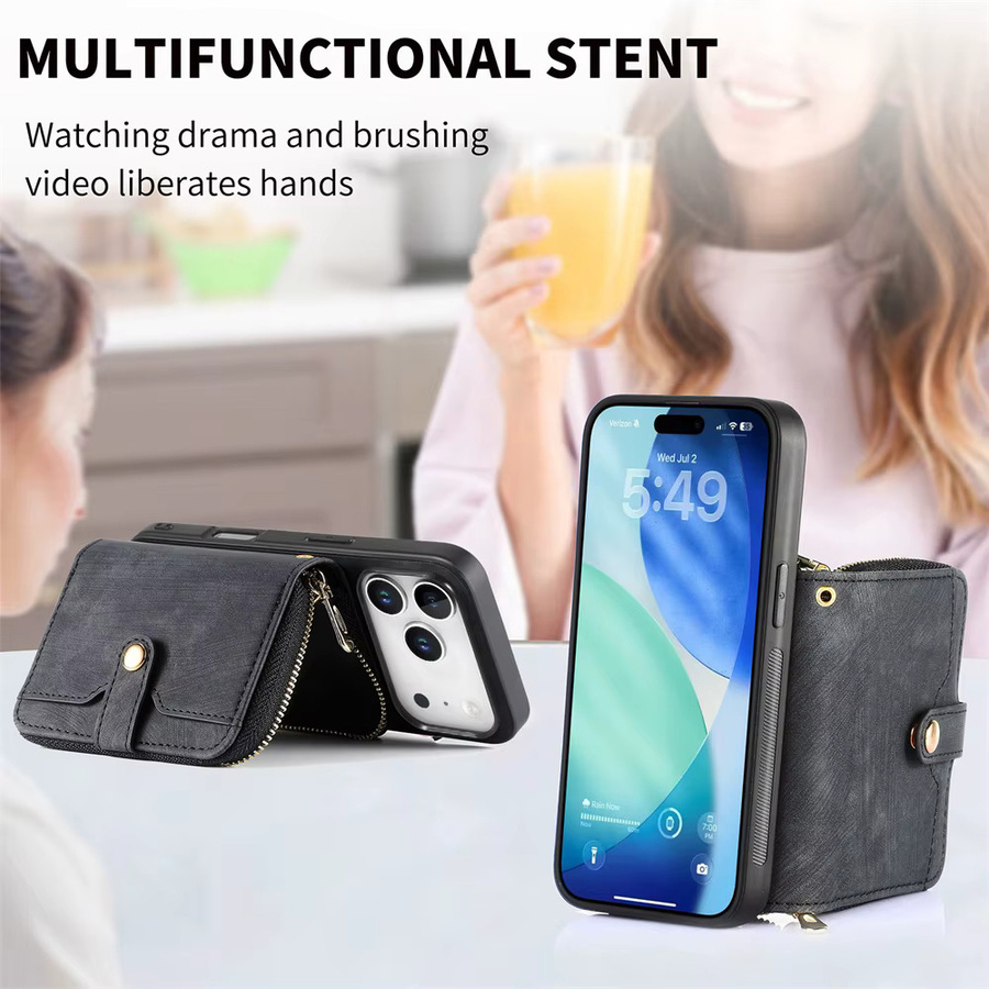 szHAIyu Crossbody-Kartenhalter und Telefonhülle für Apple iPhone kompatibel mit iPhone 17 Air 16 16e 15 14 Plus 13 12 Mini 11 Pro Max X XR XS SE in Schwarz und Lila - Bild 2