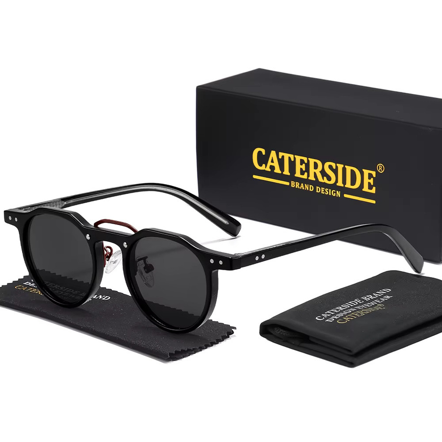 CATERSIDE Sonnenbrille Runde, Vollrand, Schwarz, Unisex - Bild 1