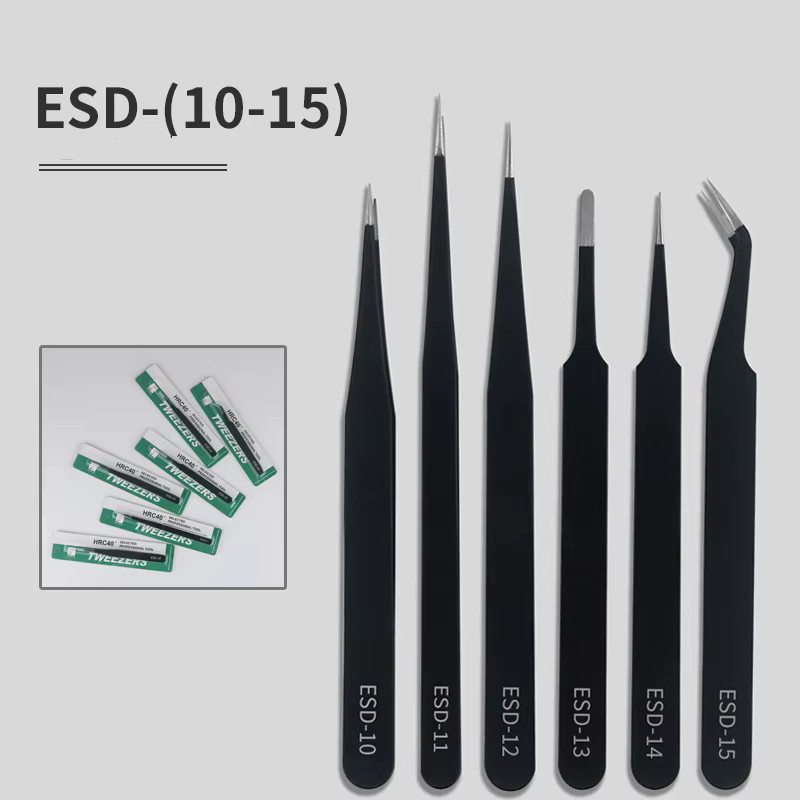 Popolle Edelstahl-ESD-Spitzpinzette für präzise Elektronik-Demontage und Wartung - Bild 2