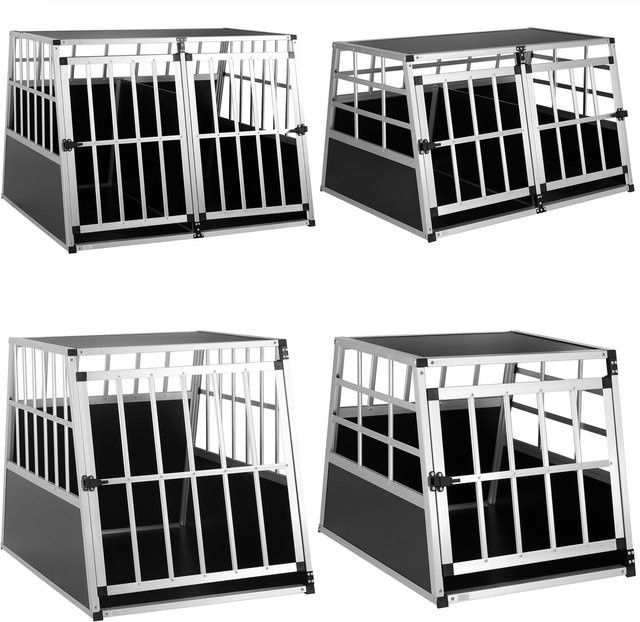 CADOCA Hundetransportbox aus Aluminium und MDF, schwarz/silber, B/T/H: 90 x 72 x 66 cm - Bild 1