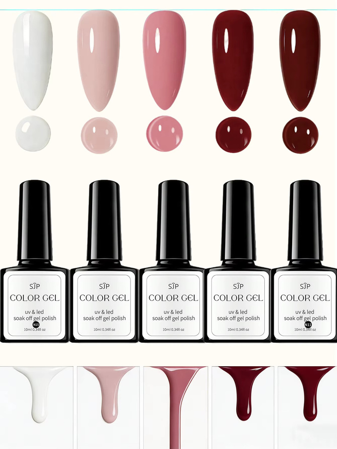 SJP Nagellack-Set, 1/5-teilig, rosa, Gel, glänzend, 10 ml - Bild 2